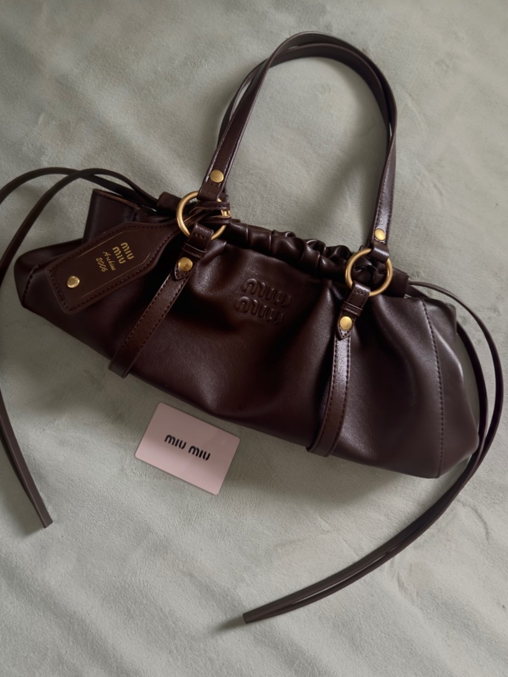 Miu Miu Archive 2006 Joie Brown Nappa Leather Shoulder Bag